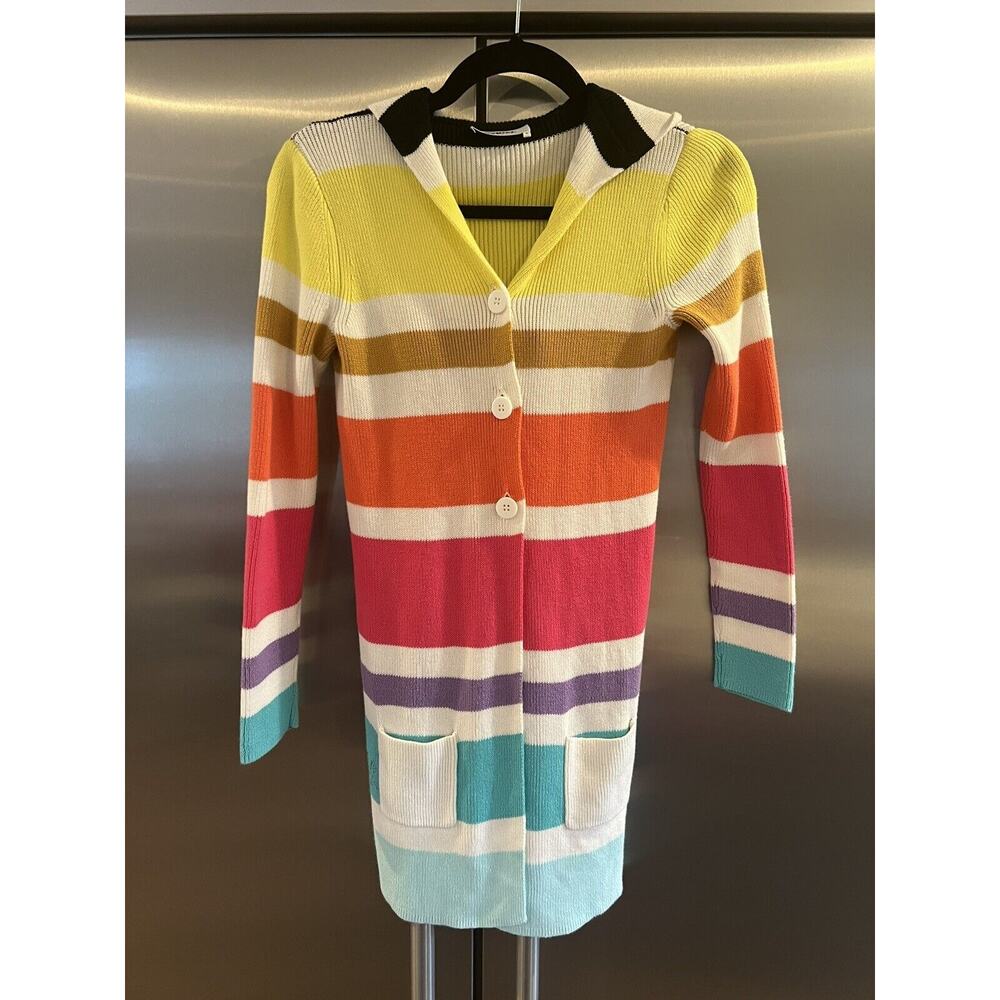 SONIA RYKIEL ENFANT Multicolor Striped Cardigan Sweater White 10 Youth